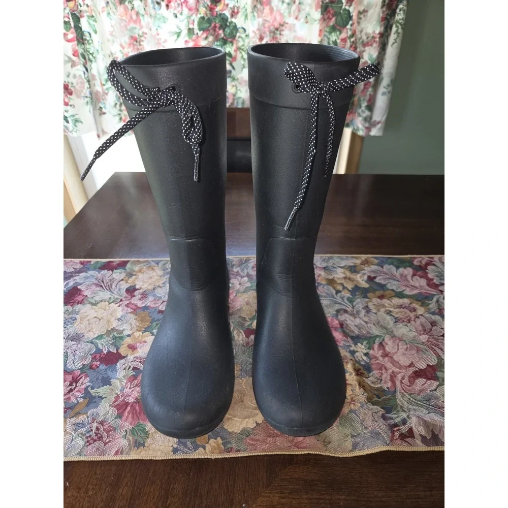 Crocs Black Freesail Tall Rain Boots Women 7 Waterproof Rubber Pull On Garden